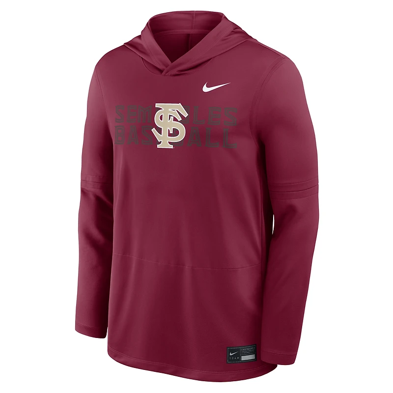 Men's Nike Garnet Florida State Seminoles Dugout Dri-FIT Long Sleeve Hooded T-Shirt