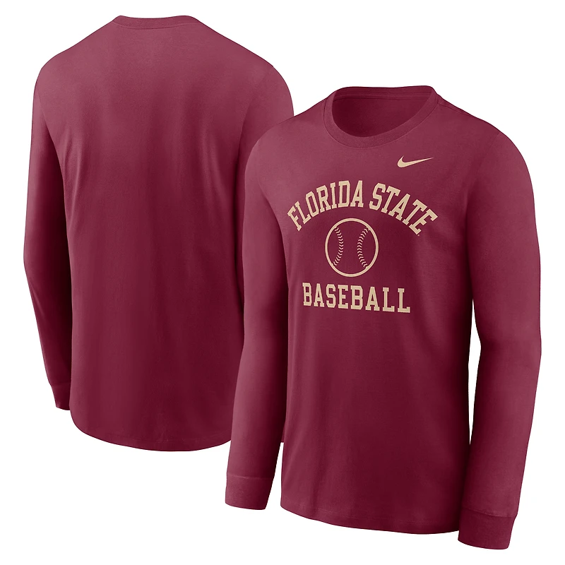 Men's Nike Garnet Florida State Seminoles Essential Baseball Arch Long Sleeve T-Shirt