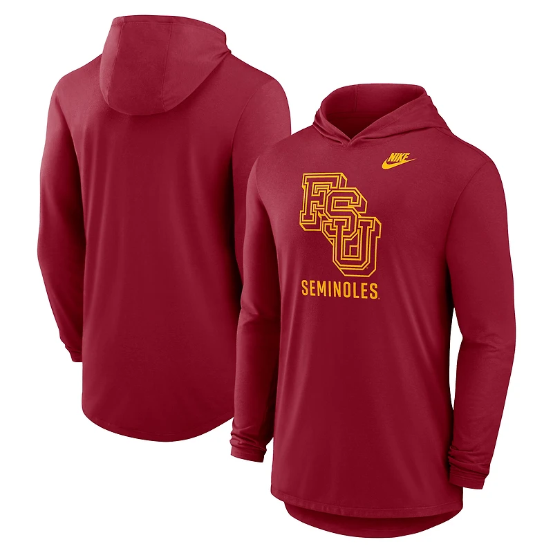 T-shirt à capuche manches longues Nike Garnet Florida State Seminoles Legacy Tri-Blend Dri-FIT pour homme