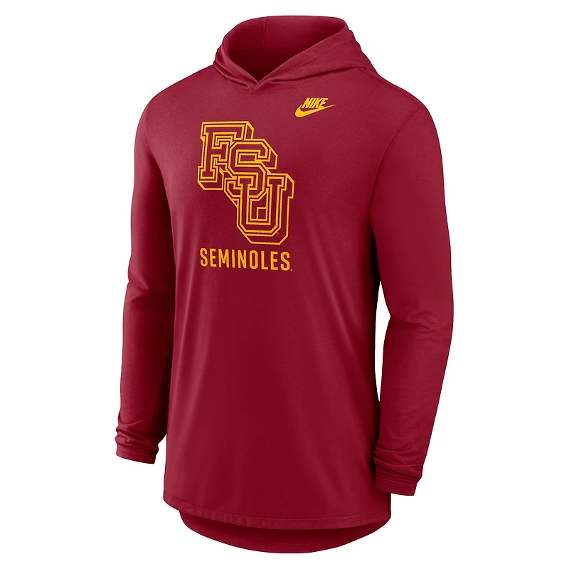 T-shirt à capuche manches longues Nike Garnet Florida State Seminoles Legacy Tri-Blend Dri-FIT pour homme