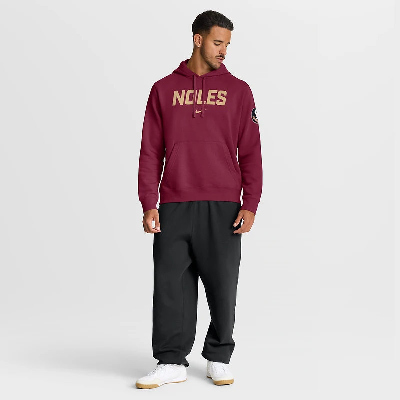 Sweat à capuche en polaire Nike Garnet Florida State Seminoles Nickname Club pour homme
