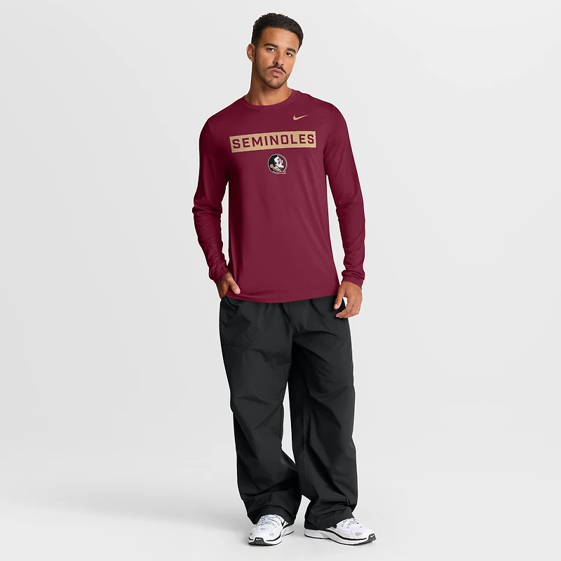 T-shirt à manches longues Nike Garnet Florida State Seminoles Primetime Campus 2-Hit Legend Dri-FIT pour homme