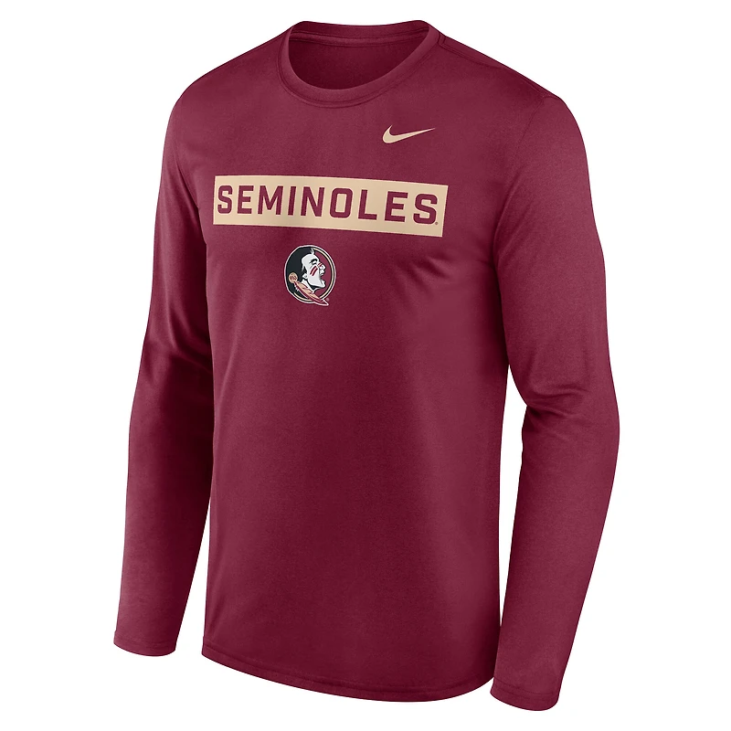 Men's Nike Garnet Florida State Seminoles Primetime Campus 2-Hit Legend Dri-FIT Long Sleeve T-Shirt