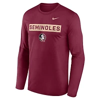 Men's Nike Garnet Florida State Seminoles Primetime Campus 2-Hit Legend Dri-FIT Long Sleeve T-Shirt