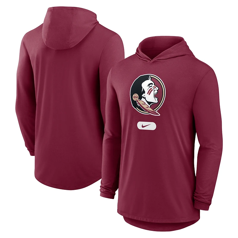 Men's Nike Garnet Florida State Seminoles Primetime Tri-Blend Dri-FIT Long Sleeve Hoodie T-Shirt