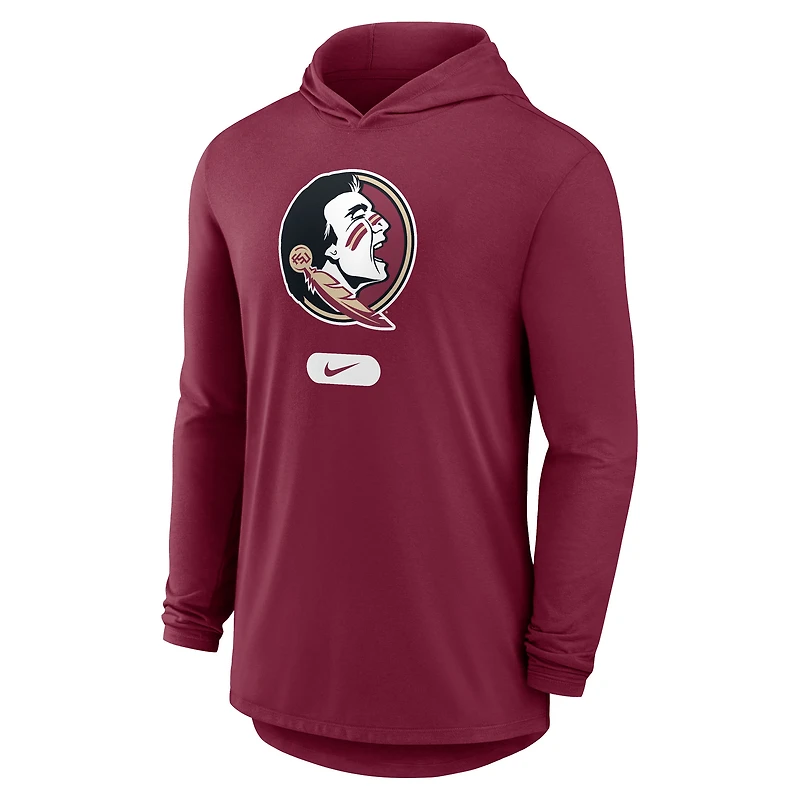 Men's Nike Garnet Florida State Seminoles Primetime Tri-Blend Dri-FIT Long Sleeve Hoodie T-Shirt