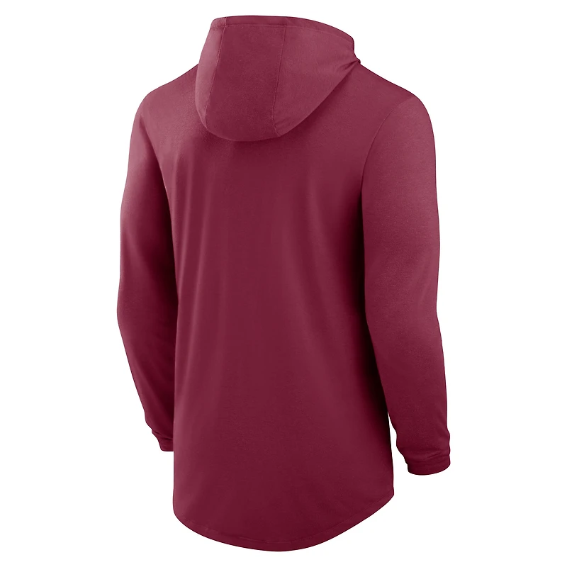 T-shirt à capuche manches longues Nike Garnet Florida State Seminoles Primetime Tri-Blend Dri-FIT pour homme