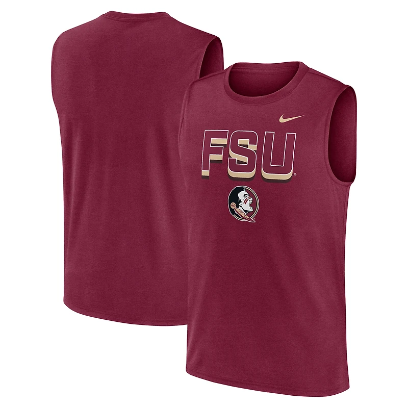 Men's Nike Garnet Florida State Seminoles Primetime Tricode Legend Dri-FIT Tank Top
