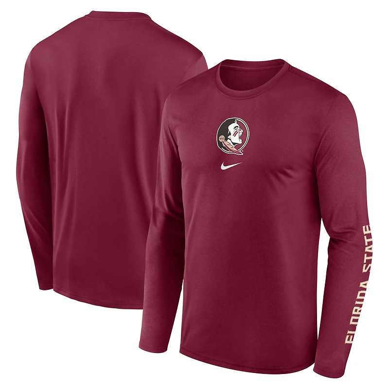 Men's Nike Garnet Florida State Seminoles Primetime Two-Hit Legend Dri-FIT Long Sleeve T-Shirt