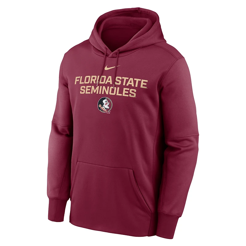 Men's Nike Garnet Florida State Seminoles Team Stacked Performance Pullover Hoodie