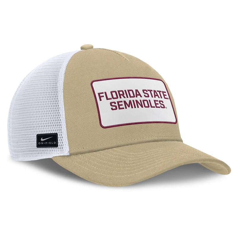 Men's Nike Gold/White Florida State Seminoles 2025 On-Field Rise Patch Trucker Adjustable Hat
