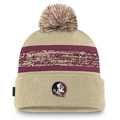 Men's Nike  Gold Florida State Seminoles On-Field Peak Cuffed Knit Hat with Pom