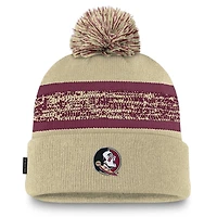 Men's Nike  Gold Florida State Seminoles On-Field Peak Cuffed Knit Hat with Pom