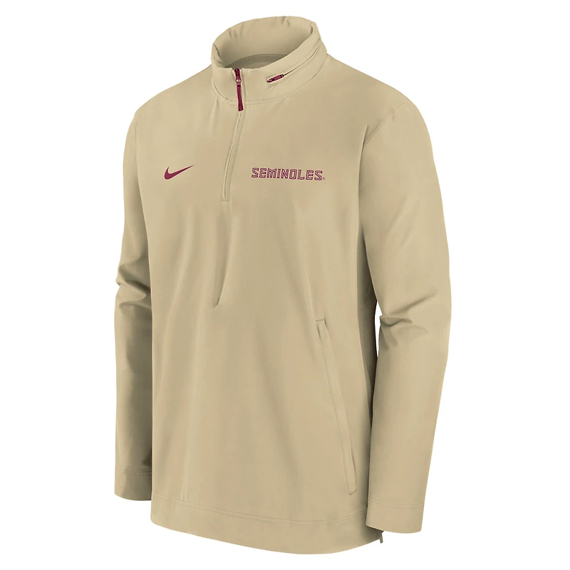 Veste légère Nike Gold pour homme, coupe-vent, avec fermeture éclair quart de tour, entraîneurs des Florida State Seminoles