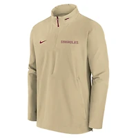 Veste légère Nike Gold pour homme, coupe-vent, avec fermeture éclair quart de tour, entraîneurs des Florida State Seminoles