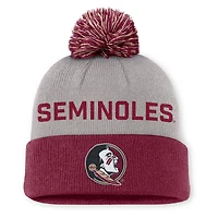 Bonnet à revers Nike gris/grenat Florida State Seminoles Primetime Peak avec pompon pour homme