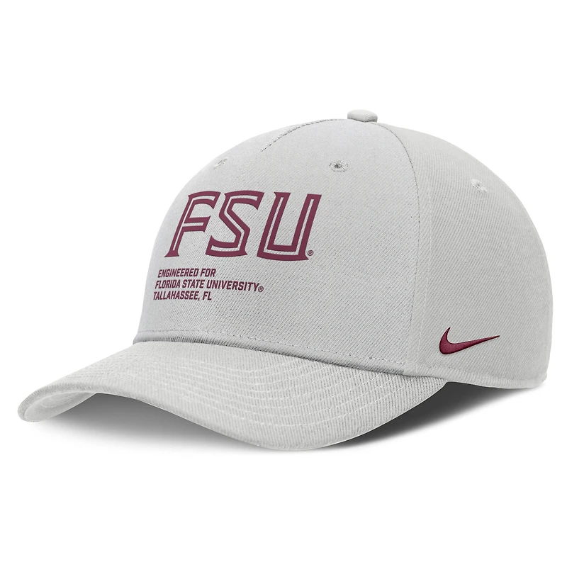 Casquette ajustable Nike grise Florida State Seminoles 2025 Sideline Dust Pinched Rise pour homme