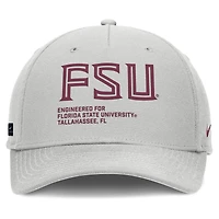 Casquette ajustable Nike grise Florida State Seminoles 2025 Sideline Dust Pinched Rise pour homme