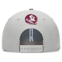 Casquette ajustable Nike grise Florida State Seminoles 2025 Sideline Dust Pinched Rise pour homme