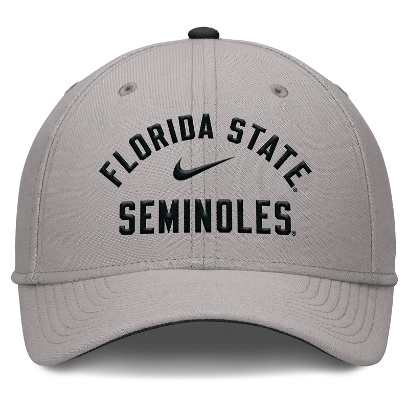 Casquette Nike grise Florida State Seminoles Rise Prep Performance Flex pour homme