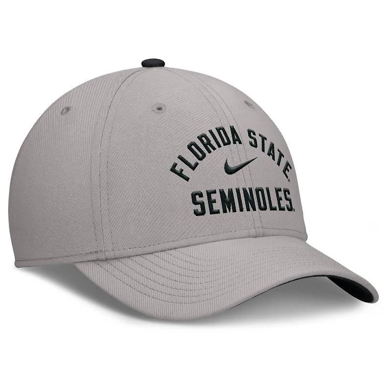 Casquette Nike grise Florida State Seminoles Rise Prep Performance Flex pour homme
