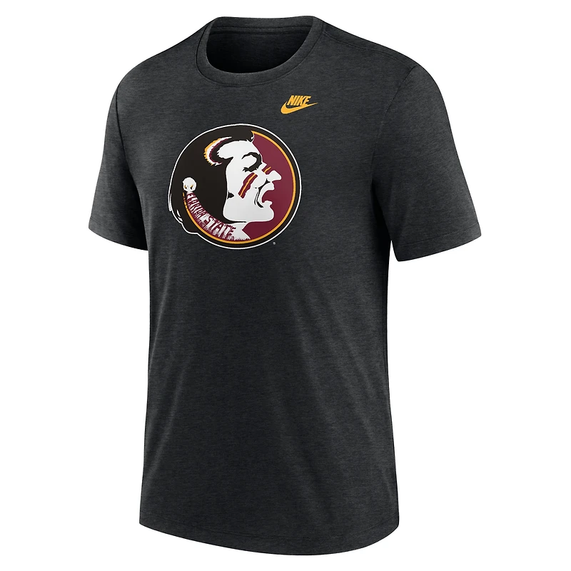 T-shirt Nike noir chiné Florida State Seminoles Blitz Legacy Primary Tri-Blend pour homme
