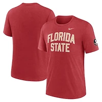 Men's Nike Heather Garnet Florida State Seminoles Campus Collegiate Block Tri-Blend T-Shirt