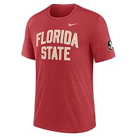 Men's Nike Heather Garnet Florida State Seminoles Campus Collegiate Block Tri-Blend T-Shirt