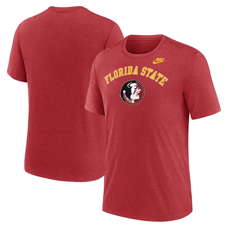T-shirt Nike gris chiné pour homme Florida State Seminoles Legacy Arch Tri-Blend
