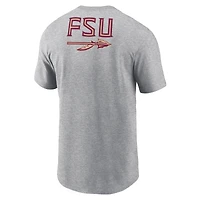 Men's Nike Heather Gray Florida State Seminoles Campus 2-Hit Primary Mascot T-Shirt
