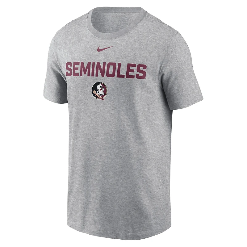 T-shirt Nike gris chiné pour homme, motif campus 2-Hit des Florida State Seminoles