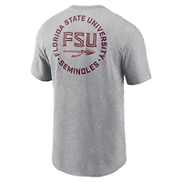 T-shirt Nike gris chiné pour homme, motif campus 2-Hit des Florida State Seminoles