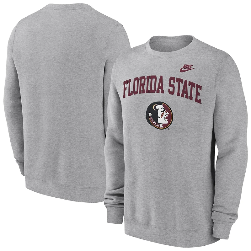 Men's Nike Heather Gray Florida State Seminoles Legacy Classic Pullover Sweatshirt