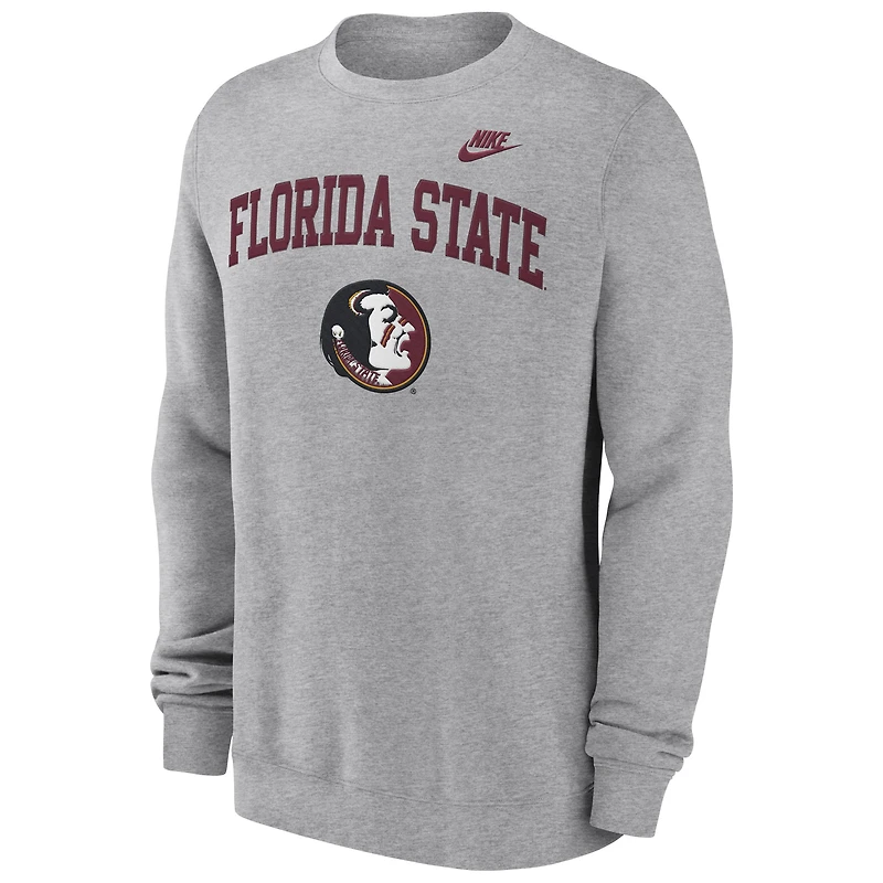 Sweat-shirt Nike gris chiné pour homme, modèle Legacy Classic des Florida State Seminoles