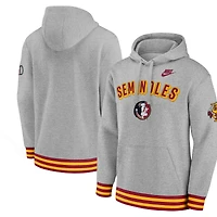 Sweat à capuche rétro Nike gris chiné pour homme des Florida State Seminoles Legacy