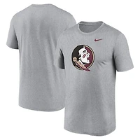 Men's Nike Heather Gray Florida State Seminoles Primetime Legend Logo T-Shirt