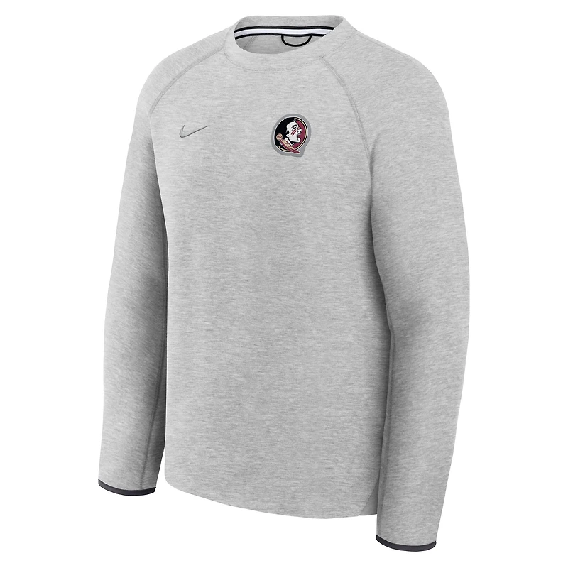 Men's Nike Heather Gray Florida State Seminoles Tech Fleece Raglan Sweatshirt