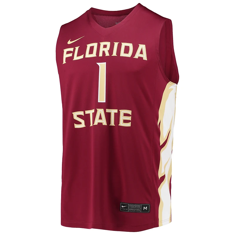Men's Nike #1 Garnet Florida State Seminoles Team Replica Basketball Jersey