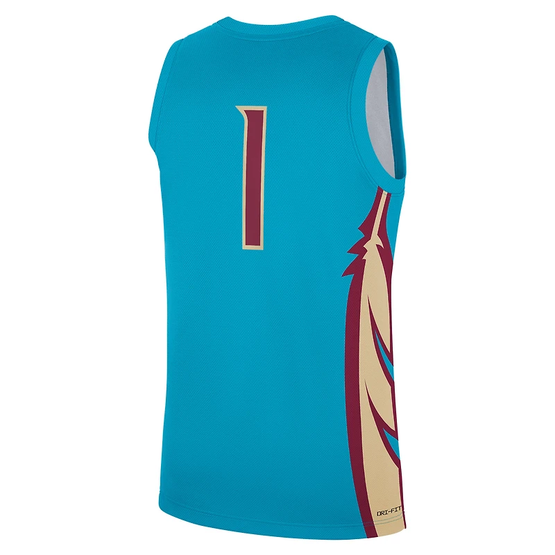Men's Nike #1 Turquoise Florida State Seminoles Alternate Replica Jersey