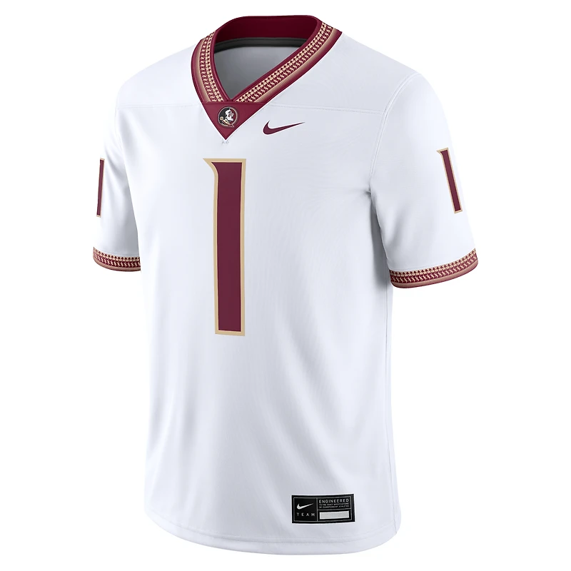 Maillot de match Nike #1 blanc pour homme des Florida State Seminoles