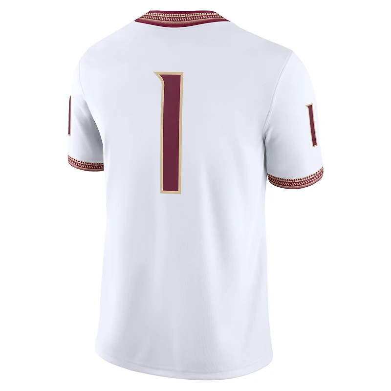 Maillot de match Nike #1 blanc pour homme des Florida State Seminoles