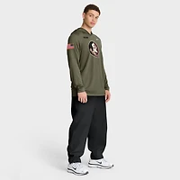 T-shirt à capuche manches longues Nike Olive Florida State Seminoles 2025 Military Appreciation Dri-FIT pour homme