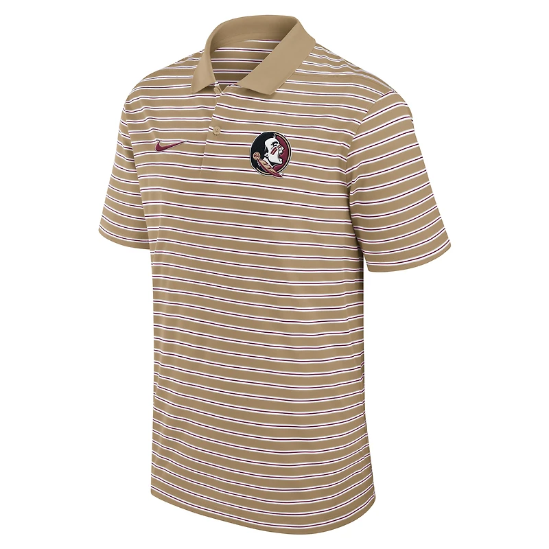Men's Nike Tan Florida State Seminoles Athletic Prep Striped Dri-FIT Polo