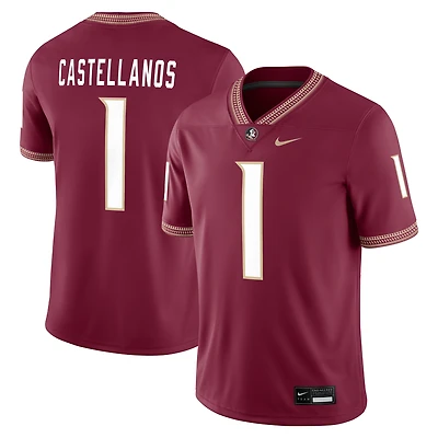Maillot de football américain à domicile Nike Tommy Castellanos Garnet des Florida State Seminoles pour homme