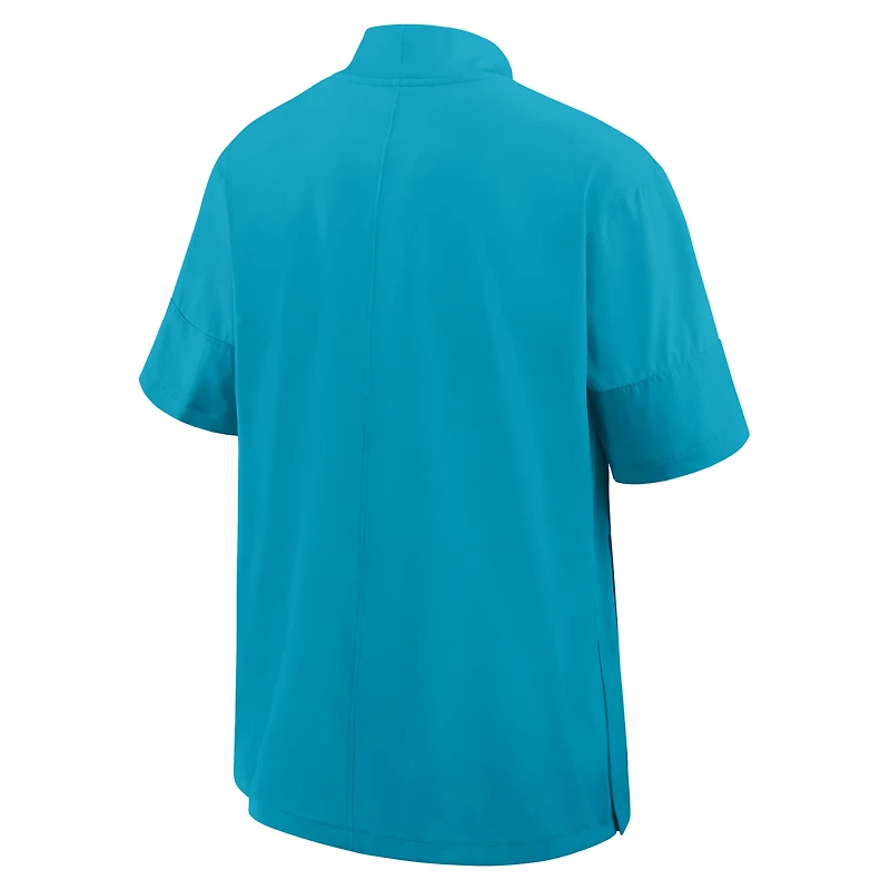Men's Nike Turquoise Florida State Seminoles 2025 Sideline Short Sleeve Quarter-Zip Coach Jacket