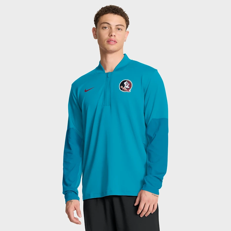 Pull Nike turquoise Florida State Seminoles One Goal Performance à demi-zip pour homme