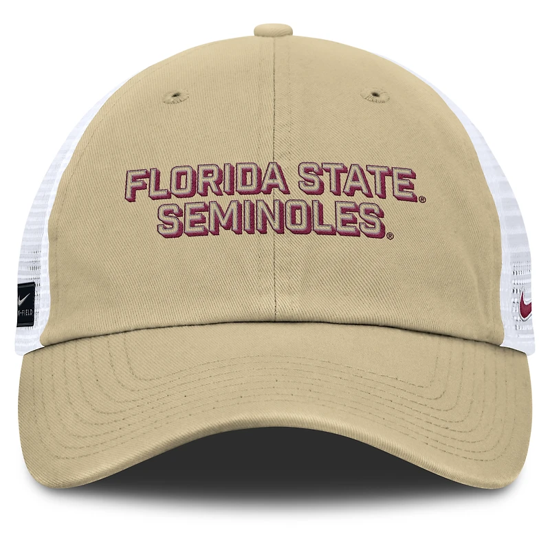 Men's Nike Vegas Gold Florida State Seminoles 2025 Gameday On-Field Club Adjustable Trucker Hat