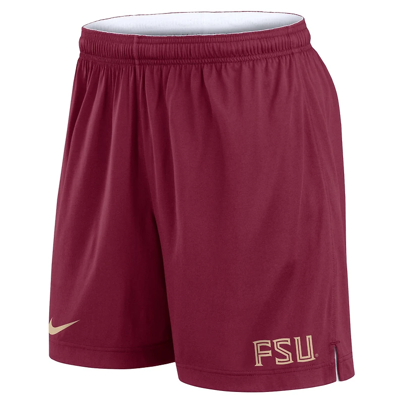 Short de performance réversible Nike Primetime pour homme, blanc/grenat, des Florida State Seminoles