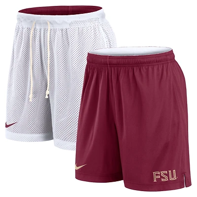Short de performance réversible Nike Primetime pour homme, blanc/grenat, des Florida State Seminoles