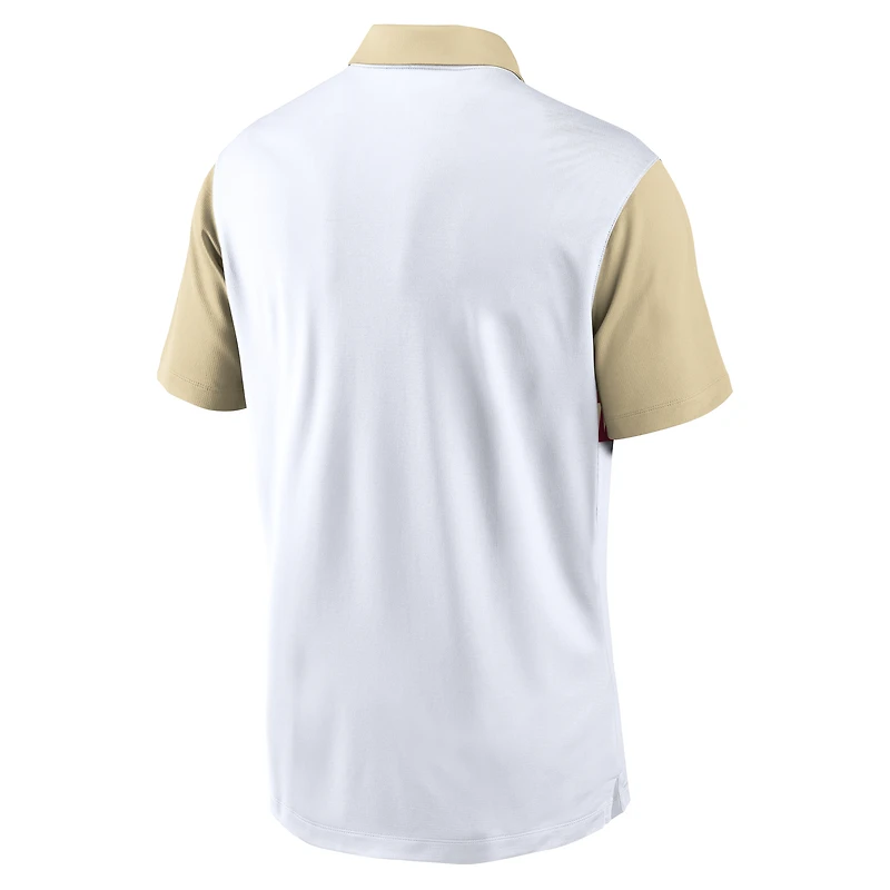 Polo Nike blanc/or pour homme Florida State Seminoles Athletic Prep Alt Logo Vapor Dri-FIT